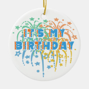 Décoration En Céramique C'est mon joyeux anniversaire Unisex Fireworks col