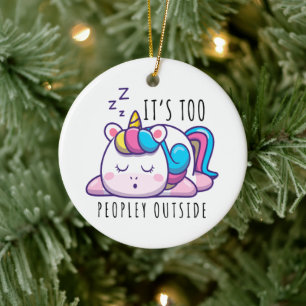 Décoration En Céramique C'est trop de gens en dehors de Unicorn Introvert