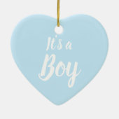 Décoration En Céramique C'est un garçon, bleu clair, baby shower, révélate (Dos)