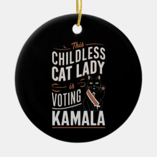 Décoration En Céramique Cette dame de chats sans enfants vote Kamala