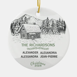 Décoration En Céramique Chalet de montagne enneigé en hiver X 4