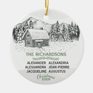 Décoration En Céramique Chalet de montagne enneigé en hiver X 6