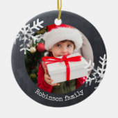 Décoration En Céramique Chalkboard Rustic Circle Photo Snowflakes (Devant)