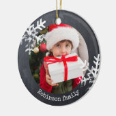 Décoration En Céramique Chalkboard Rustic Circle Photo Snowflakes (Gauche)