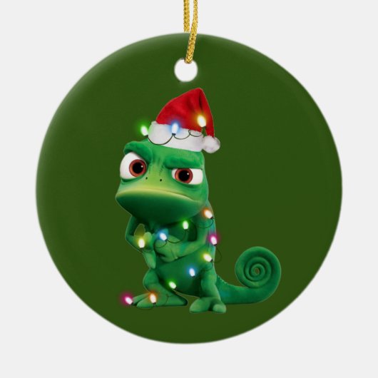 Décoration En Céramique Chameleon Avec Casquette Scaft Noël (Devant)