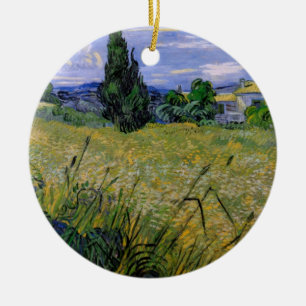 Décoration En Céramique Champ de blé vert avec cyprès par Vincent van Gogh