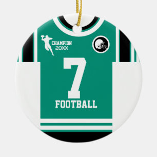 Décoration En Céramique Champ de football Jersey Turquoise White Black Ora