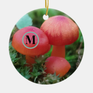 Décoration En Céramique Champignons Rouge Lumineux Avec Monogramme