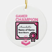 Décoration En Céramique Champion de Noël Gamer Rose et Noir (Devant)