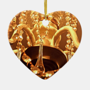 Décoration En Céramique Chandelier Shabby Bling 1 or COEUR ORNAMENT