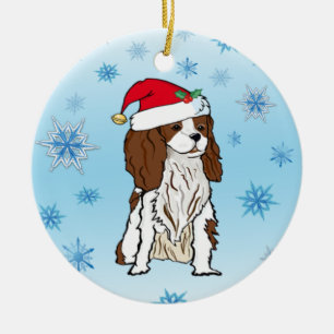 Décoration En Céramique Chapeau de Père Noël sur Cavalier King Charles