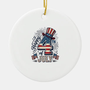 Décoration En Céramique Chapeau patriotique vintage Happy 4 juillet vecteu