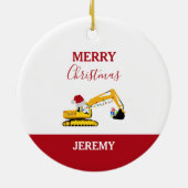 Décoration En Céramique Chariot de construction de l'excavateur de Noël su (Dos)