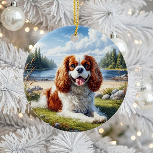 Décoration En Céramique Charmant Cavalier King Charles Spaniel Souvenir