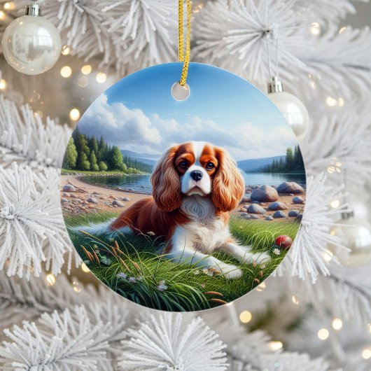 Décoration En Céramique Charmant Cavalier King Charles Spaniel Souvenir