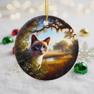 Décoration En Céramique Charmant Chat Siamois Souvenir