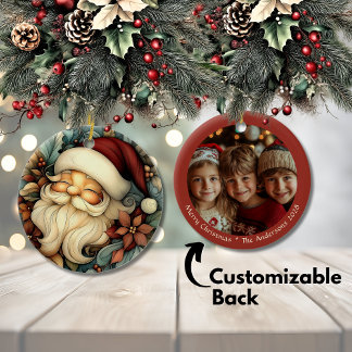 Décoration En Céramique Charmant Noël Vintage Père Noël personnalisable