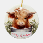 Décoration En Céramique Charmante et mignonne vache de Noël Highland (Devant)