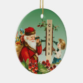 Décoration En Céramique Charmante fille au téléphone avec Noël Père Noël (Droite)