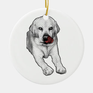 Décoration En Céramique Charme du Labrador avec éclat rouge