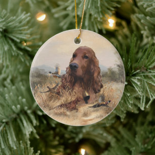 Décoration En Céramique Chasse de Setter irlandais faisan, Art