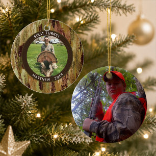 Décoration En Céramique Chasseur PREMIÈRE DINDE Photo Brun Vert Personnali