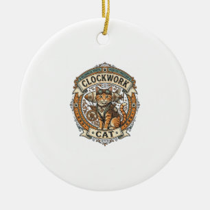 Décoration En Céramique Chat à ressort Chat Steampunk Vintage Art Vector S