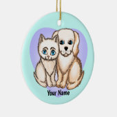 Décoration En Céramique Chat aime le chien (Droite)