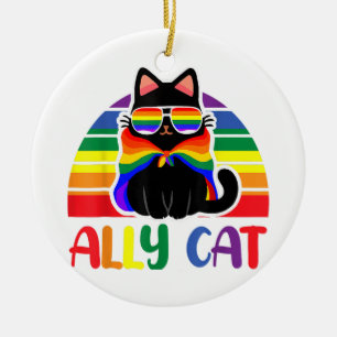 Décoration En Céramique Chat allié LGBT Soyez gentil Drapeau arc-en-ciel d
