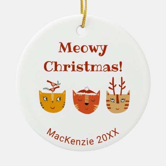 Décoration En Céramique Chat amusant Noël personnalisé (Devant)