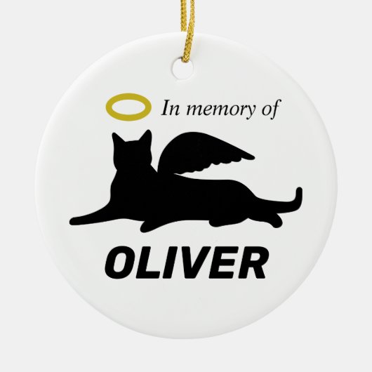 Décoration En Céramique Chat ange personnalisé (Devant)