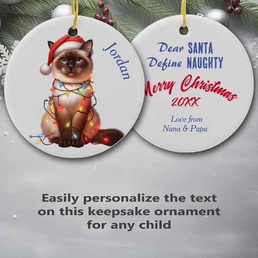 Décoration En Céramique Chat balinais amusant enveloppé dans les lumières