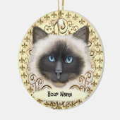Décoration En Céramique Chat Birman Fleur De Lis (Gauche)