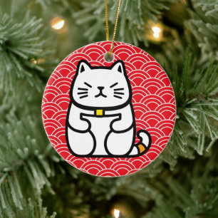 Décoration En Céramique Chat chanceux japonais ou Maneki-Neko