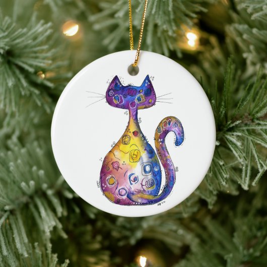 Décoration En Céramique Chat couleur blanc mignon (Arbre)