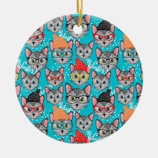 Décoration En Céramique Chat dans le casquette (Devant)