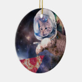 Décoration En Céramique Chat d'astronaute chassant une tranche de pizza (Droite)