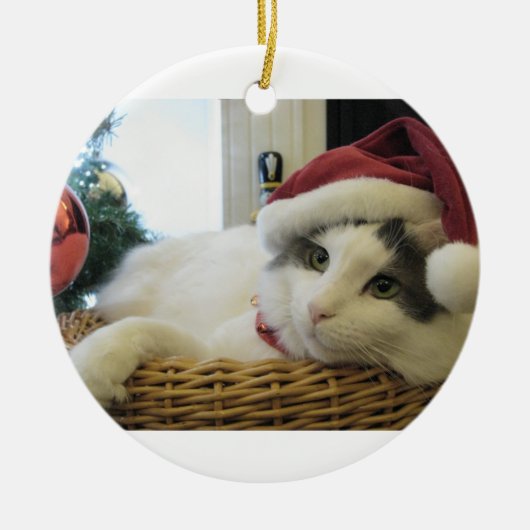 Décoration En Céramique chat de Noël (Devant)