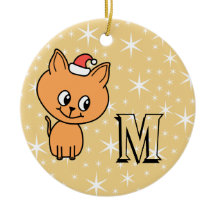 Chat de Noël mignon, Monogramme personnalisé et ph
