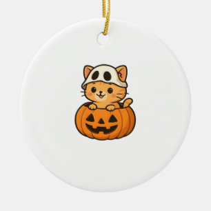 Décoration En Céramique Chat d'Halloween à l'intérieur d'un tee-shirt clas