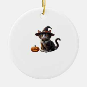 Décoration En Céramique Chat d'Halloween charmant dans un chapeau de sorci