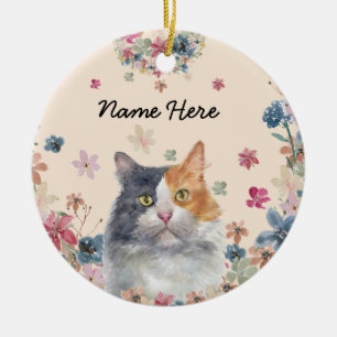Décoration En Céramique Chat domestique calico Pelage tricolore