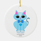 Décoration En Céramique Chat et texte bleu pâle (Dos)