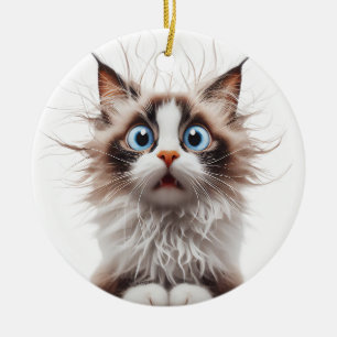 DÉCORATION EN CÉRAMIQUE CHAT FUNNY RAGDOLL SURPRISE CHAT VISAGE
