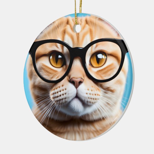 Décoration En Céramique Chat-gingembre portant des lunettes (Gauche)