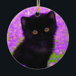 Décoration En Céramique Chat Gustav Klimt<br><div class="desc">Ornement avec un chat Gustav Klimt ! Ce chaton moelleux se trouve dans un champ vert de fleurs violettes. Un cadeau parfait pour les amateurs d'art amoureux des chats et autrichiens !</div>