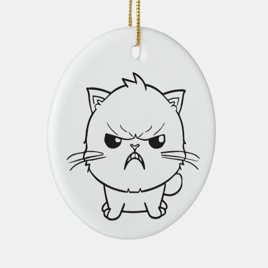 Décoration En Céramique Chat mignon en colère qui baisait. (Droite)