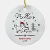 Décoration En Céramique Chat mignon premiers flocs de neige sapin Céramiqu (Devant)