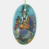 DÉCORATION EN CÉRAMIQUE CHAT N'FITZ SUR THANKSGIVING TURQUIE ORNAMENT (Droite)