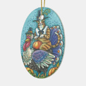 DÉCORATION EN CÉRAMIQUE CHAT N'FITZ SUR THANKSGIVING TURQUIE ORNAMENT (Gauche)